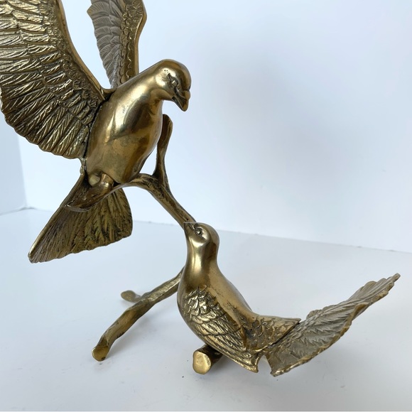 Vintage brass birds on a branch - Picture 2 of 4